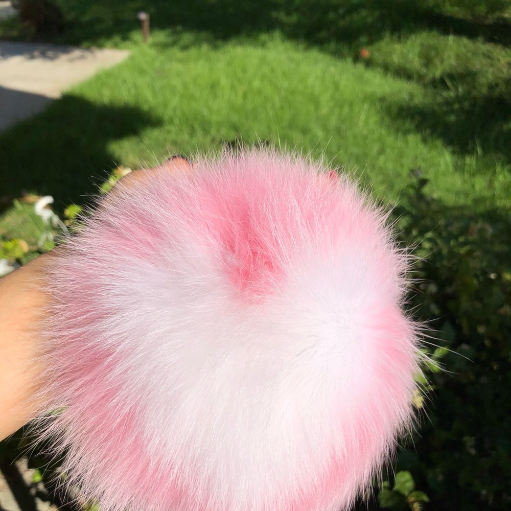 XL Pink Heart Pom Pom Swarovski Keychain